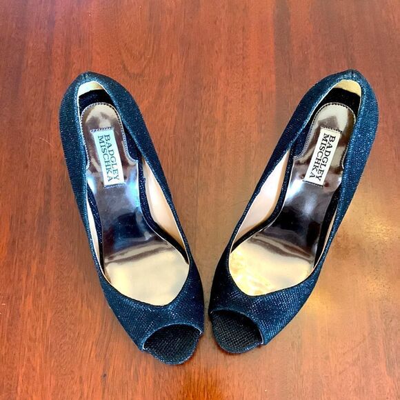 Badgley Mischka Kassidy ll black peep toe 4 1/2” heels Size 9 - Picture 1 of 12